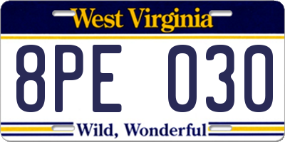 WV license plate 8PE030