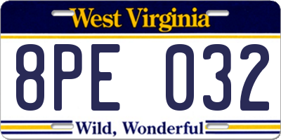 WV license plate 8PE032