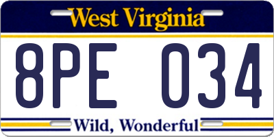 WV license plate 8PE034