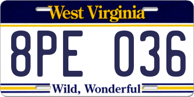 WV license plate 8PE036