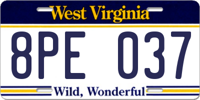 WV license plate 8PE037