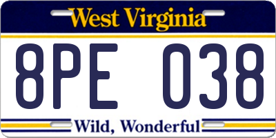 WV license plate 8PE038