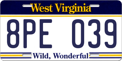 WV license plate 8PE039