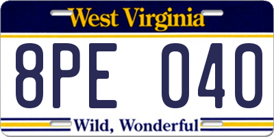 WV license plate 8PE040