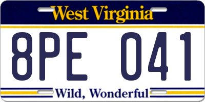 WV license plate 8PE041