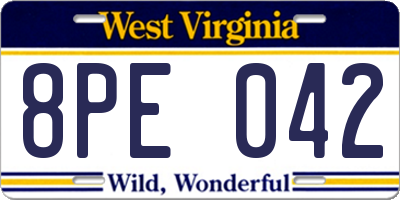 WV license plate 8PE042