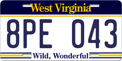 WV license plate 8PE043