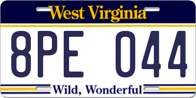 WV license plate 8PE044