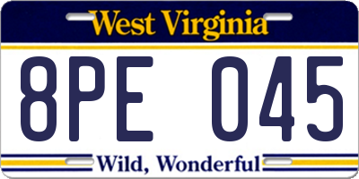WV license plate 8PE045