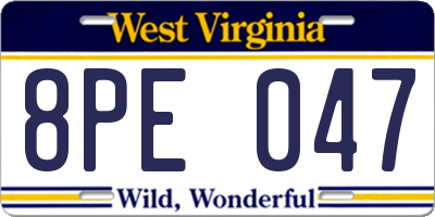 WV license plate 8PE047