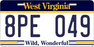 WV license plate 8PE049