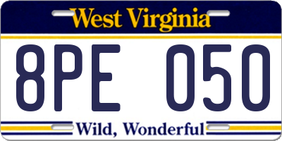 WV license plate 8PE050