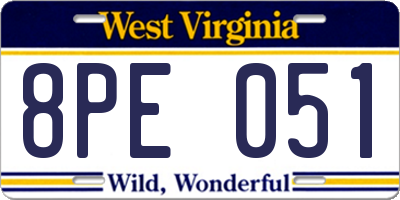 WV license plate 8PE051