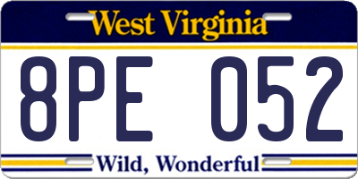 WV license plate 8PE052