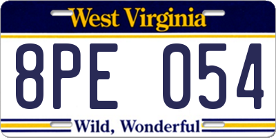 WV license plate 8PE054