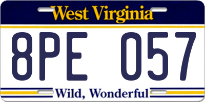 WV license plate 8PE057