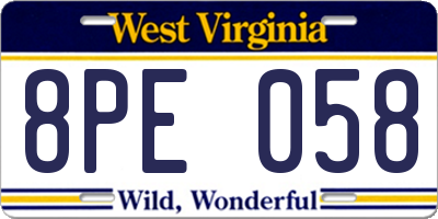 WV license plate 8PE058