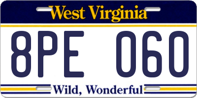 WV license plate 8PE060