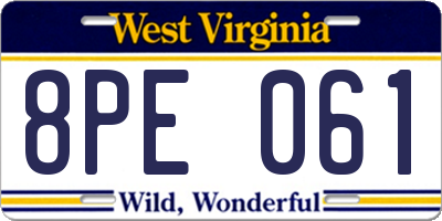 WV license plate 8PE061