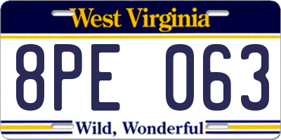 WV license plate 8PE063
