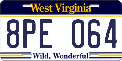 WV license plate 8PE064