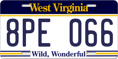 WV license plate 8PE066