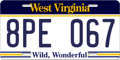 WV license plate 8PE067