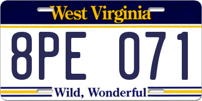 WV license plate 8PE071