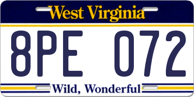 WV license plate 8PE072