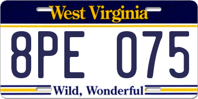 WV license plate 8PE075