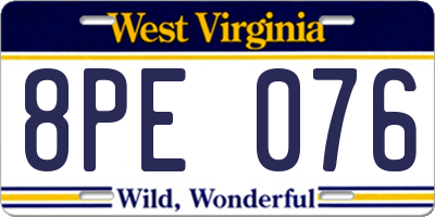 WV license plate 8PE076