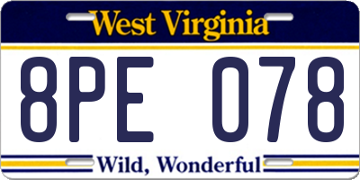 WV license plate 8PE078