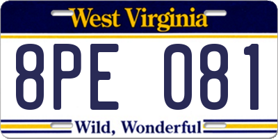 WV license plate 8PE081