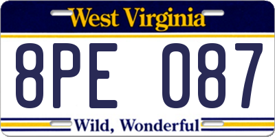 WV license plate 8PE087