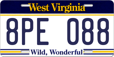WV license plate 8PE088