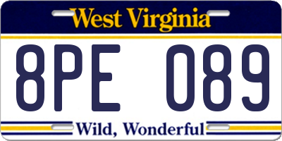 WV license plate 8PE089