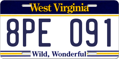 WV license plate 8PE091