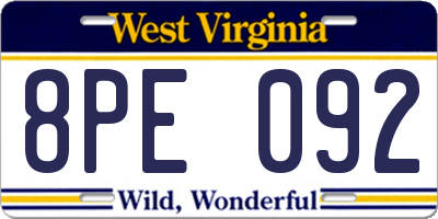 WV license plate 8PE092