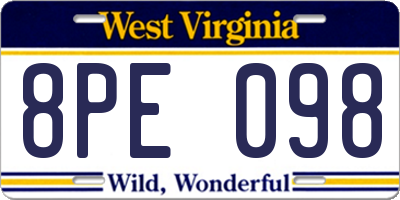 WV license plate 8PE098