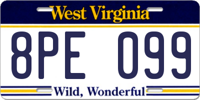 WV license plate 8PE099