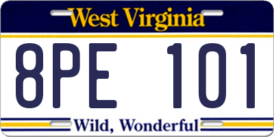 WV license plate 8PE101