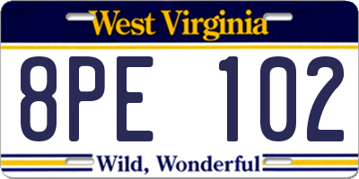 WV license plate 8PE102