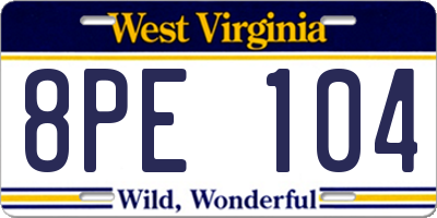 WV license plate 8PE104
