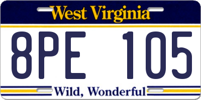 WV license plate 8PE105