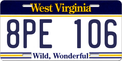 WV license plate 8PE106