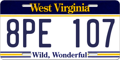 WV license plate 8PE107