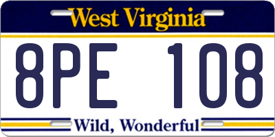 WV license plate 8PE108