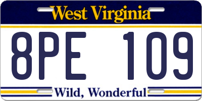 WV license plate 8PE109