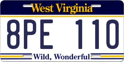 WV license plate 8PE110