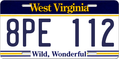 WV license plate 8PE112